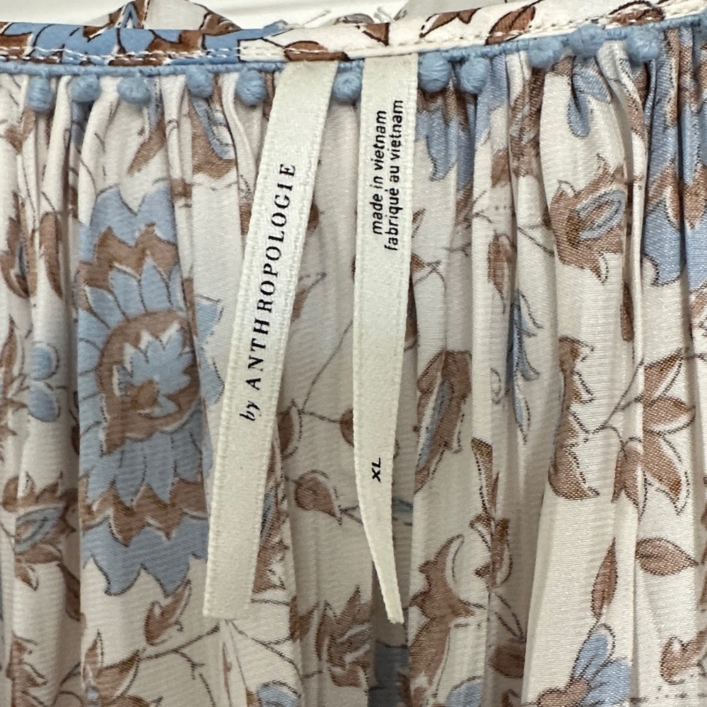 Anthropologie Blue and Brown Floral Blouse - Picture 2 of 6